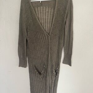 Free People Long Cardigan Olive M